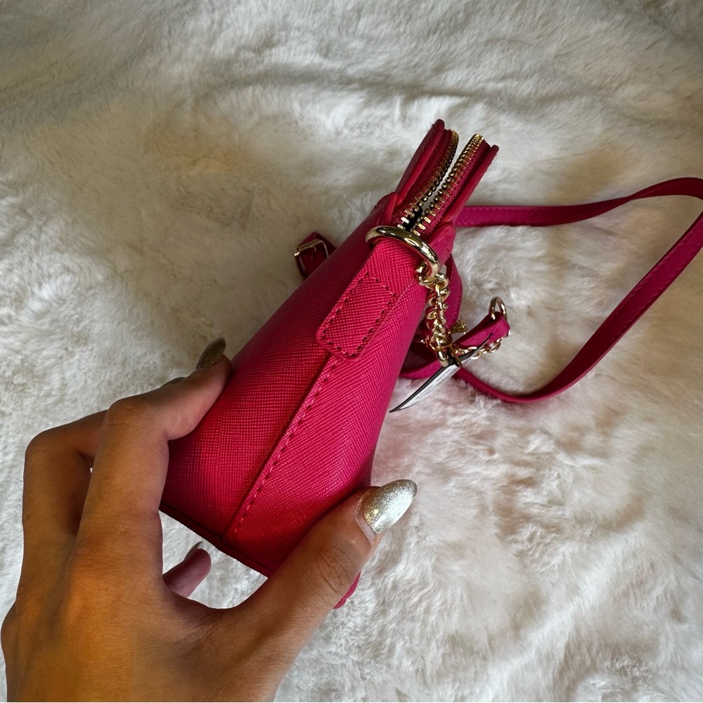 NEW BEBE “Polly” Dome-Shaped Crossbody BARBIE BRIGHT RASPBERRY PINK - Picture 10 of 17